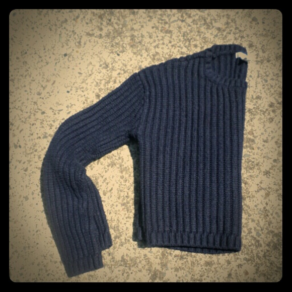 Forever 21 Navy Blue Crop top Long-Sleeve Sweater