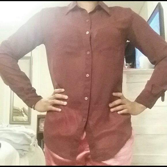 Maroon long sleeve button up