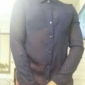 Textured navy blue button up