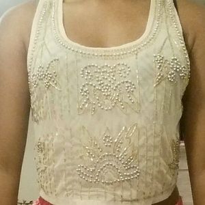 Sheer embellished crop