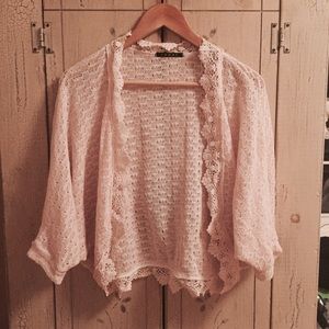 Cream Romwe crochet sweater
