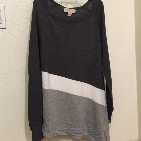 Michael Kors Asymmetrical Grey and White Sweater
