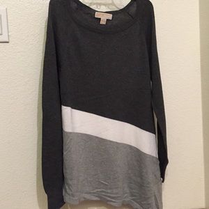 Michael Kors Asymmetrical Grey and White Sweater