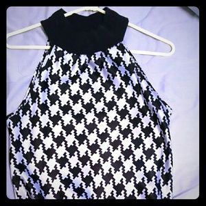 Houndstooth turtleneck halter top