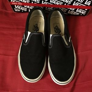 Vans - Black / White Slip Ons