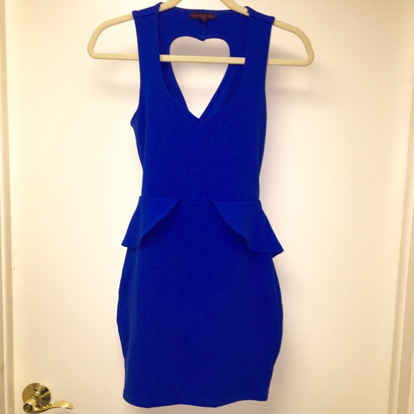 Royal Blue open back heart shape peplum dress