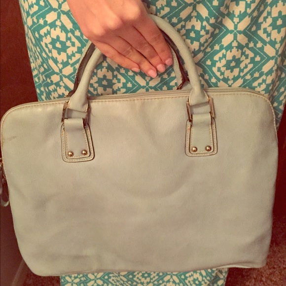 Aqua laptop bag with shoulder strap