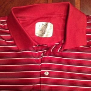 Red striped men's large PGA TOUR polo shirt