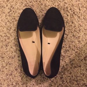 Black suede loafer flats
