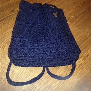 Navy Blue Crochet Backpack (The Sak)