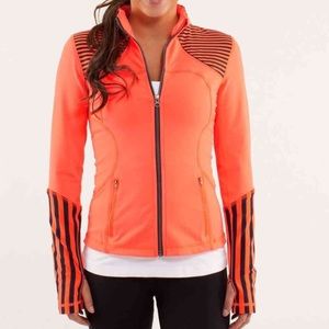 Lululemon neon orange/blue stripe running jacket