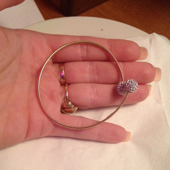 Solid gold swarovski crystal bangle bracelet - Picture 2 of 4