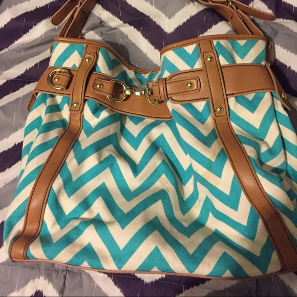 Light blue chevron Mark large size purse