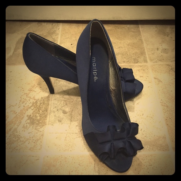 Navy peep toe heels