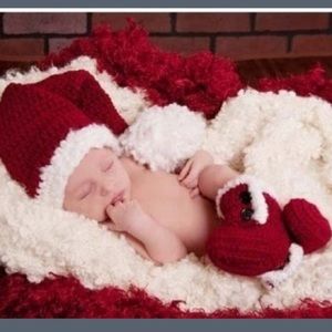 INFANT KNIT CROCHET SANTA OUTFIT