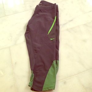 Grey and green Nike workout pants