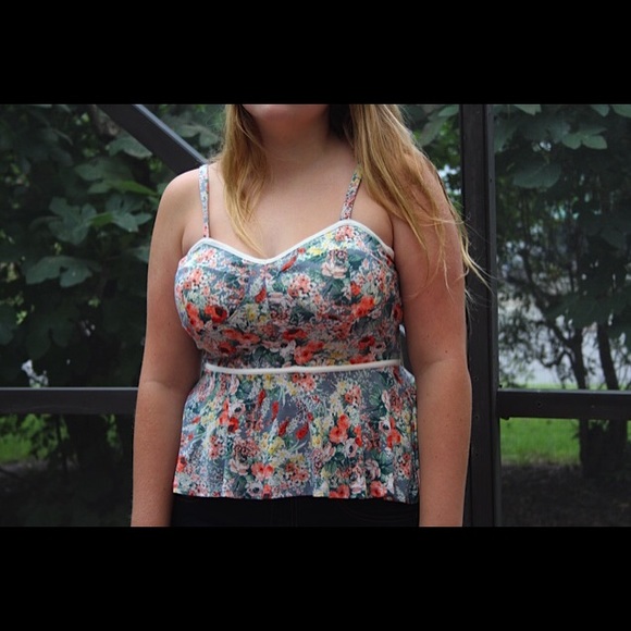 Circles and Cycles floral peplum top