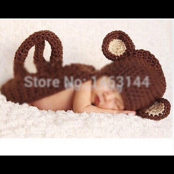 INFANT MONKEY KNIT CROCHET OUTFIT