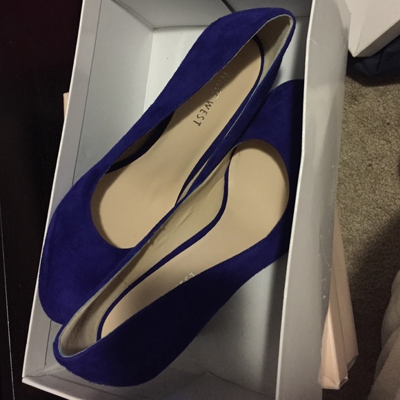 Nine West blue suede heels.