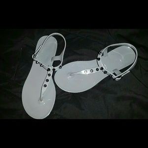 Grey Studded Jelly Sandals