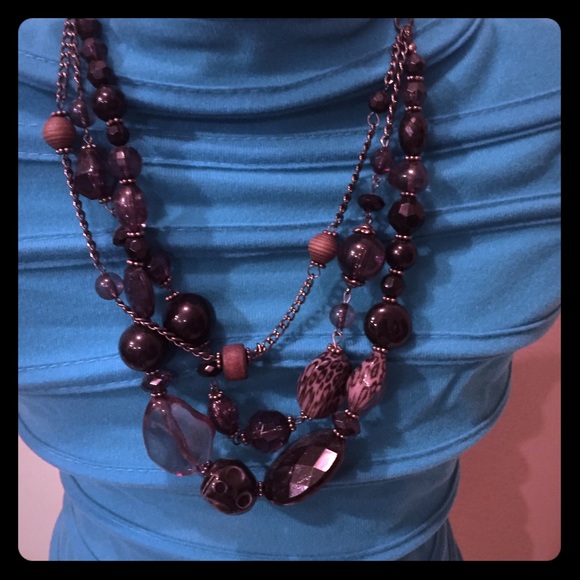 Beautiful Dark Beaded Statement Necklace