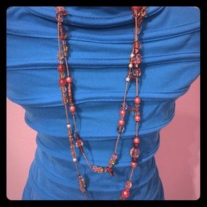 Long Gold Beaded Necklace