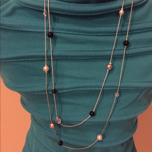 Long Black and Silver Necklace