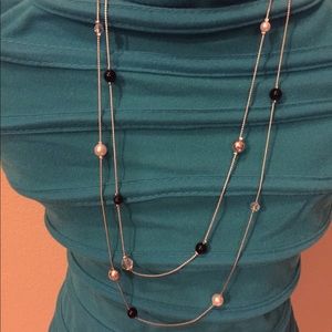 Long Black and Silver Necklace