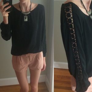 Floral cutout sleeve top