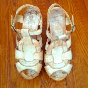 BEDSTU Painted Leather & Wooden Heels