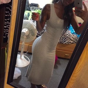 Gray bodycon open back dress