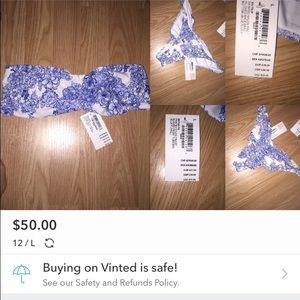 AA blue and white bikini.