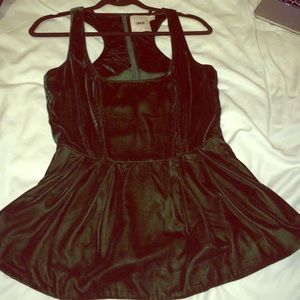 Emerald green velvet peplum top