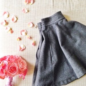Zara grey flared wool skirt