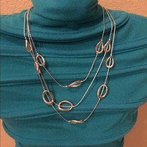 Silver Three Strand Short Necklace
