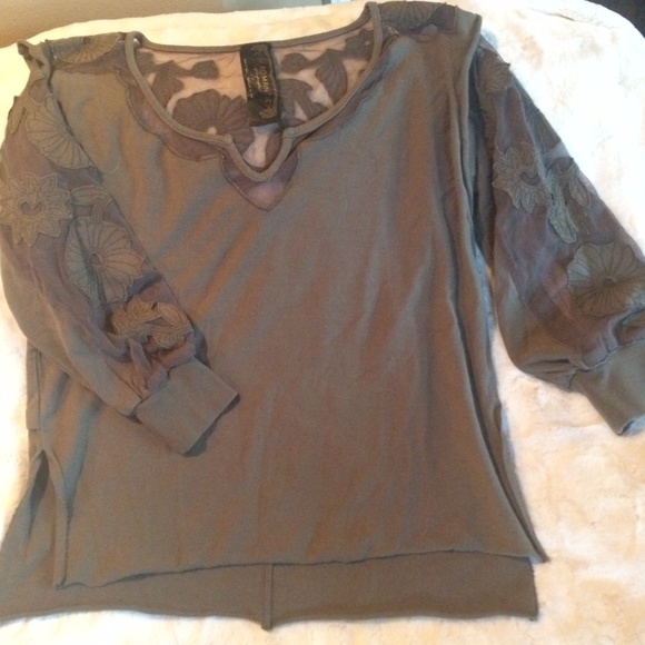 Army Green Free People Shirt - Picture 1 of 3