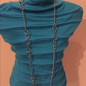 Long Silver Circles Necklace