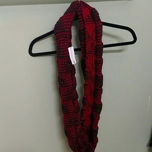 Reserved. Black/Red Infinity Scarf, New With Tags