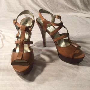 Brown strappy Guess leather stilettos new