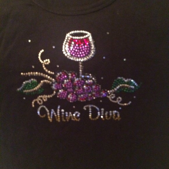 "Wine Diva" Crystal T Shirt - Picture 1 of 3