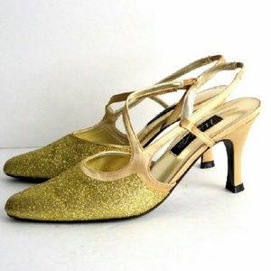 Night Life Shoes - Gold Glitter Shoes Heels size 7 M Party Homecoming Night Life Shoes - Gold Glitter Shoes Heels size 7 M Party Homecoming