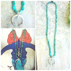 Turquoise Stone and Naja Pendant Necklace FP