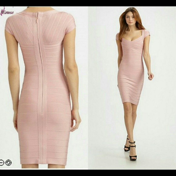 <Sold> Fuschia Capsleeve Midi Bandage Dress - Picture 3 of 4