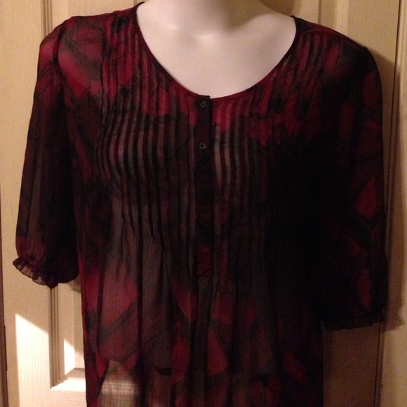 Black & red sheer tunic