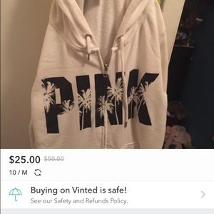 zip up black and white PINK sweatshirt