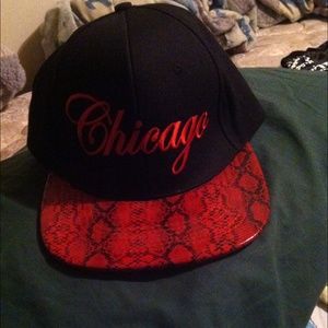 Chicago red snakeskin SnapBack