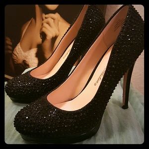Black sparkle heels