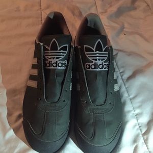Olive green and gray Adidas Samoa