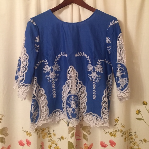 SOLDLace Detail Blue Top