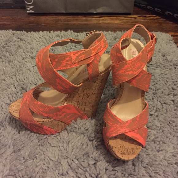 Just Fab Five Inch Strappy Wedge